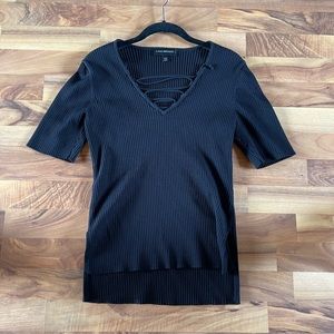 Lane Bryant 3/4 Sleeve Ribbed Bodycon Shirt